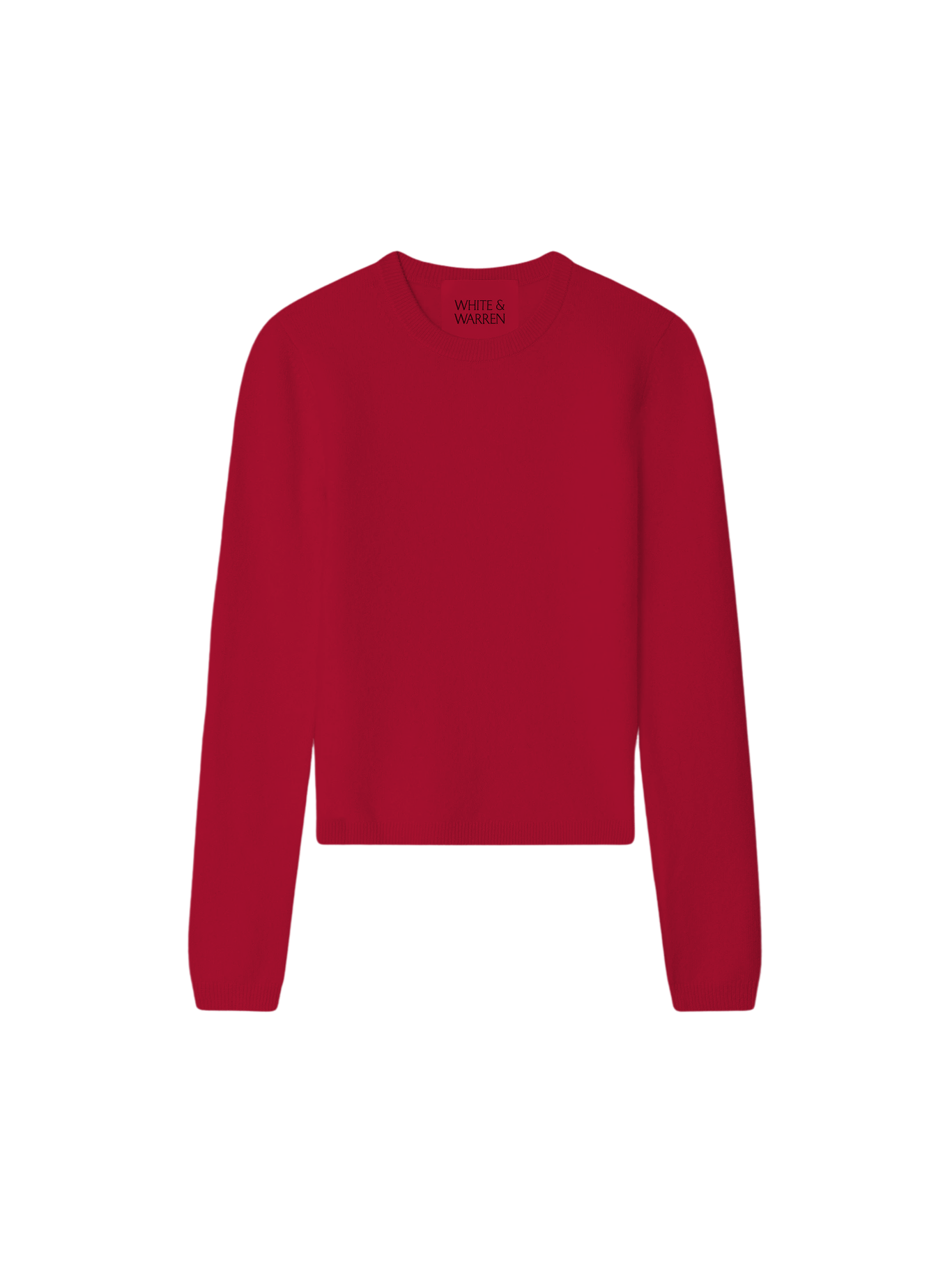WHITE & WARREN Cashmere Slim Stretch Crew Deep Crimson