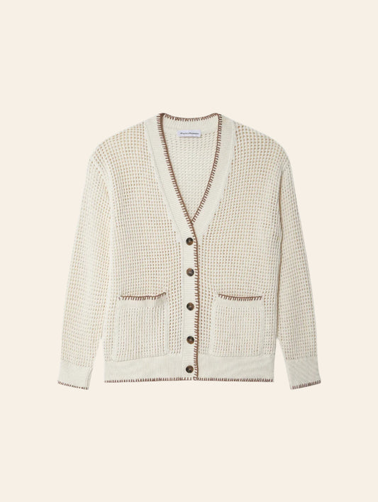 WHITE + WARREN  Organic Cotton Blanket Trim Cardigan