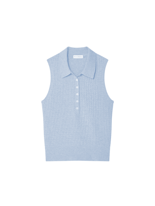 WHITE & WARREN Cashmere Cable Sleeveless Polo
