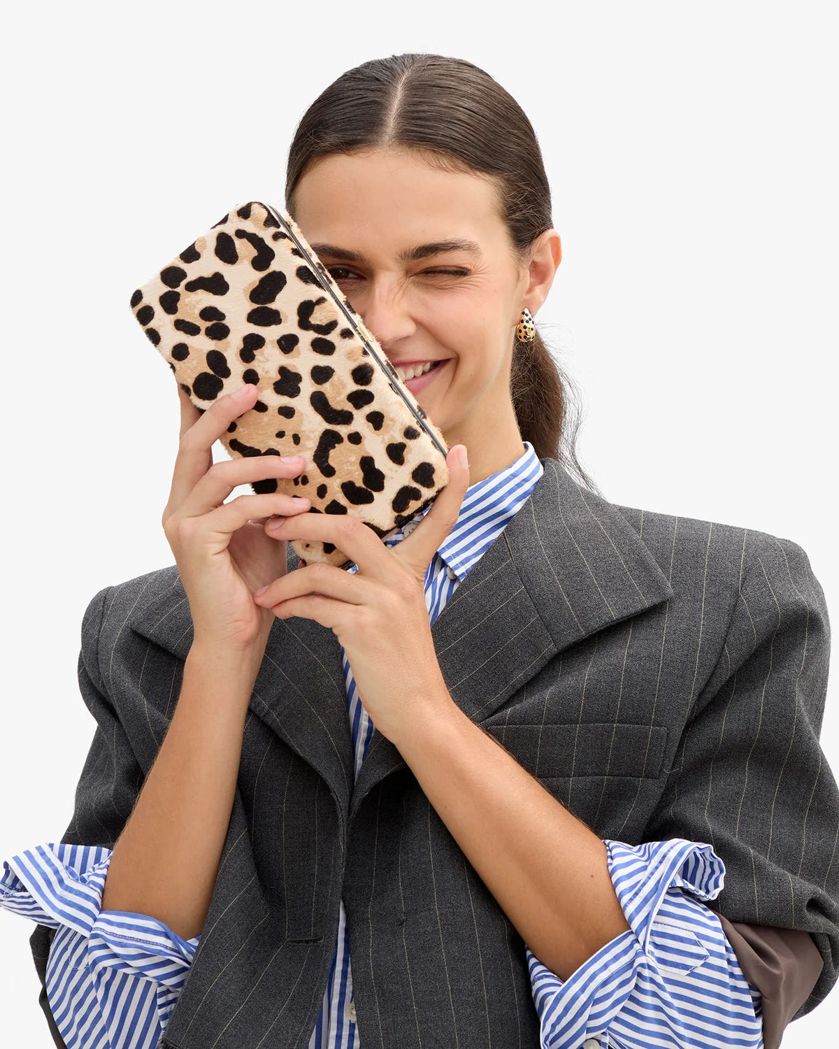 CLARE V Le Tabac Snow Leopard