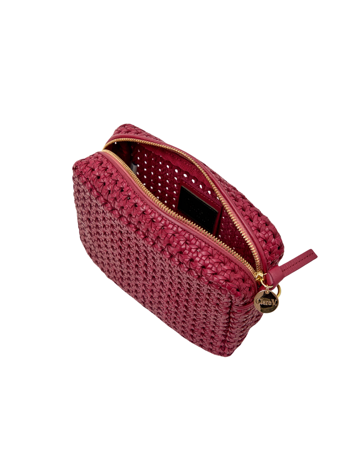 CLARE V Midi Sac Plummy Rattan Leather