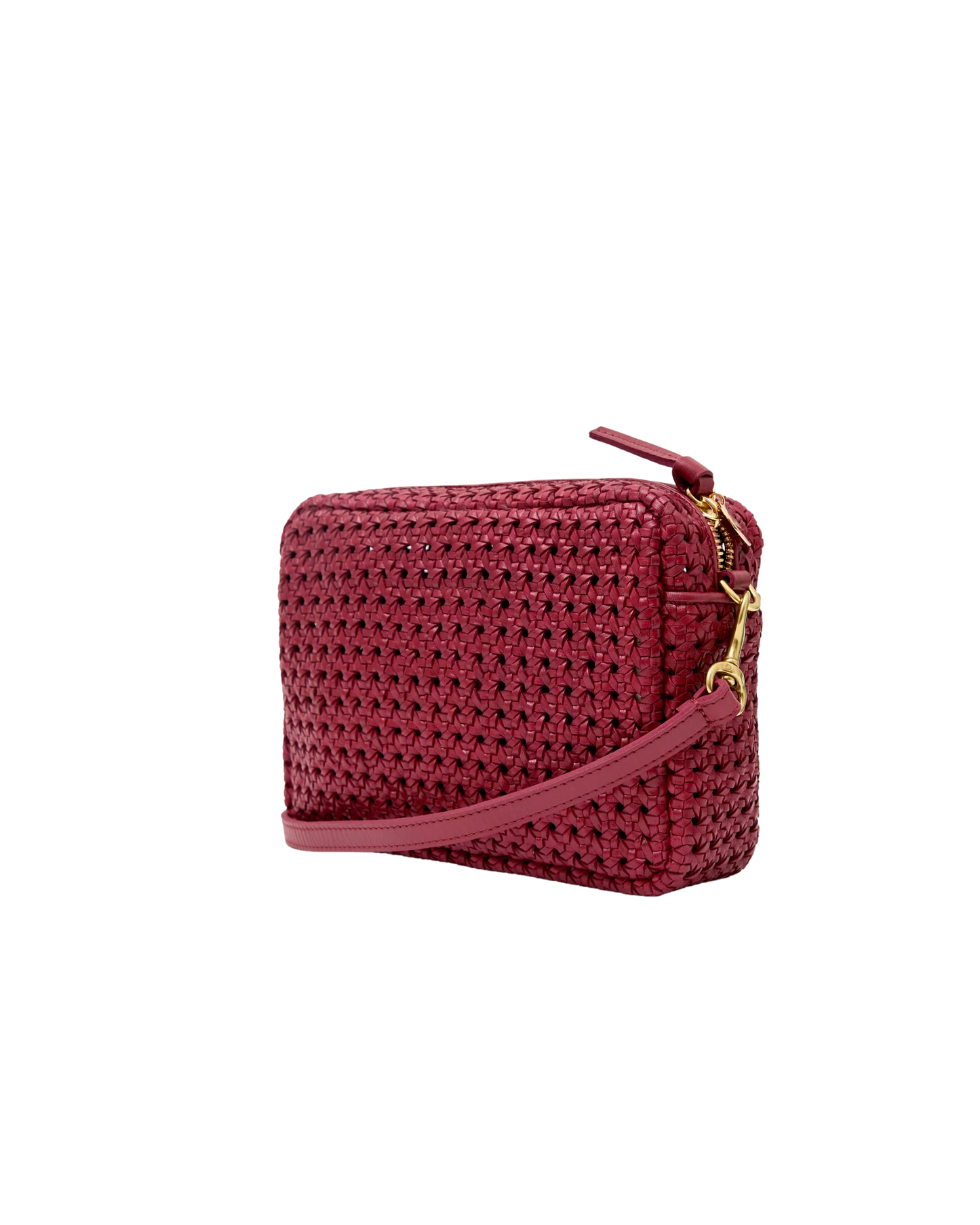 CLARE V Midi Sac Plummy Rattan Leather
