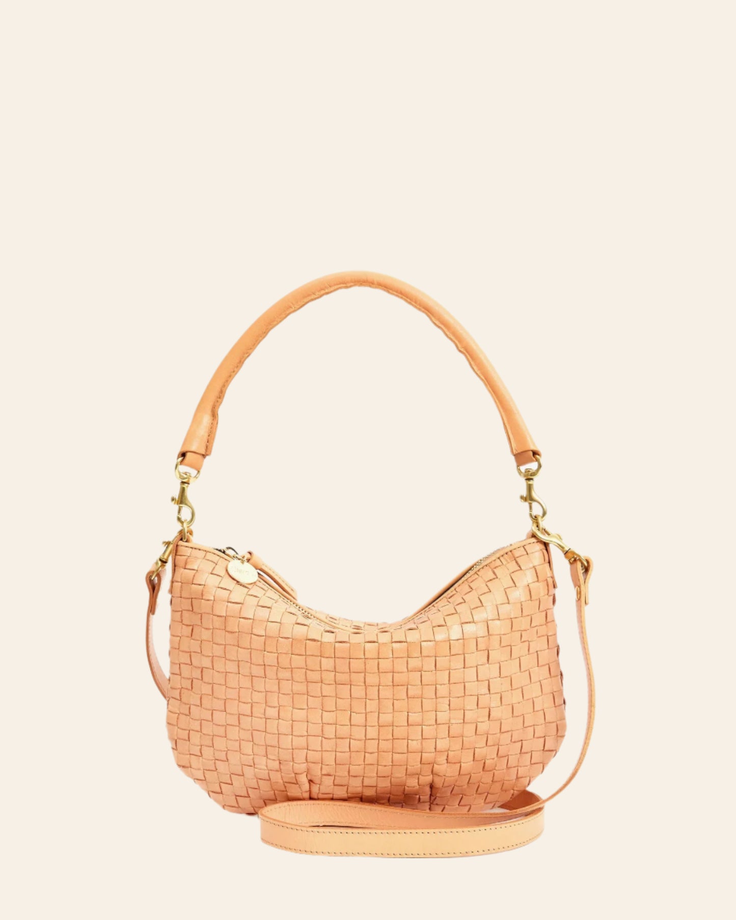 CLARE V Petit Moyen Messenger Bisque Woven Checker