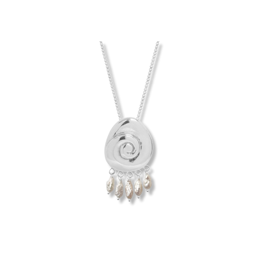 AMANDA HUNT Large Compass Necklace With Pearls