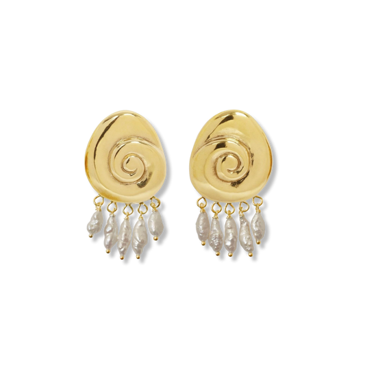 AMANDA HUNT Large Compass Earrings With Pearls