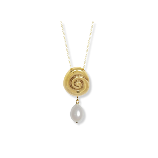 AMANDA HUNT Small Compass Necklace With Pearl